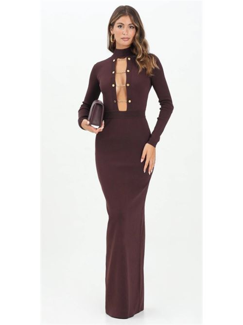 Abito Elisabetta Franchi bordeaux con gemelli gioiello ELISABETTA FRANCHI | AM29S57E2.EA4